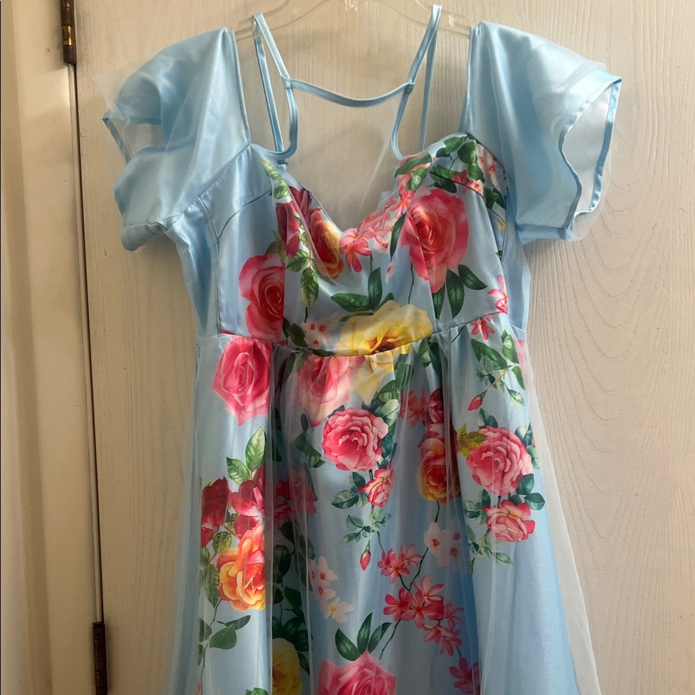 Floral Blue Wedding Dress